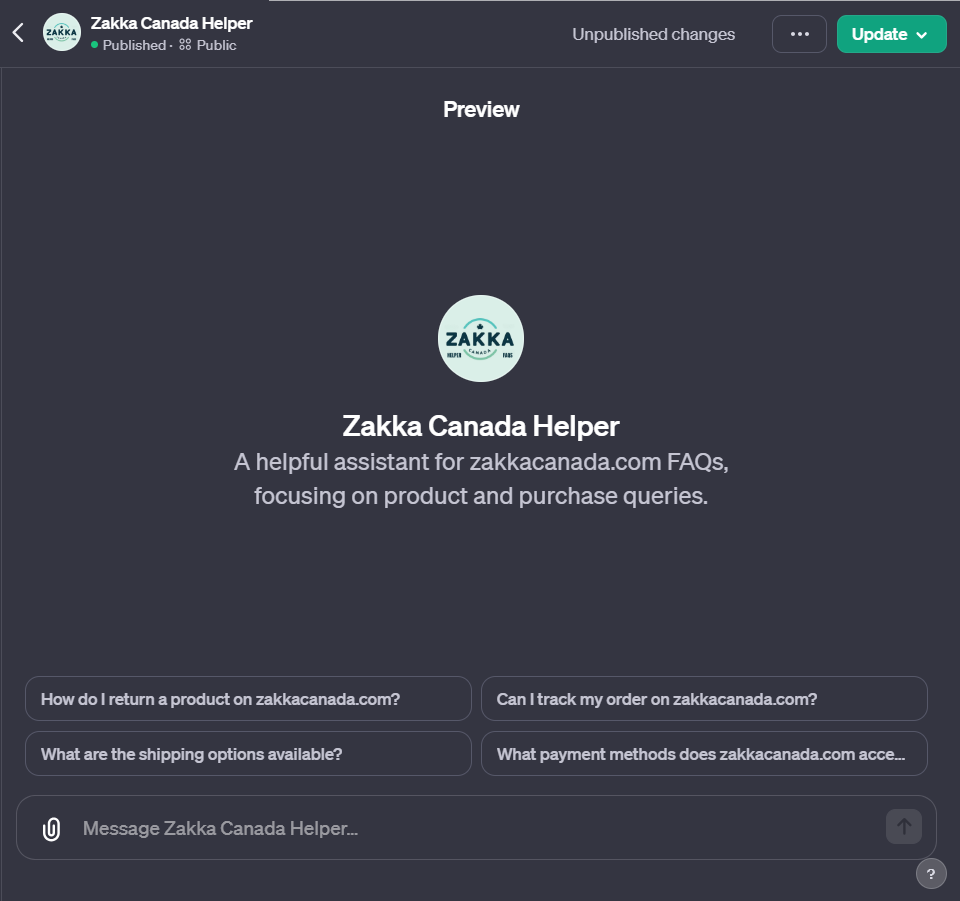 zakka canada helper GPT